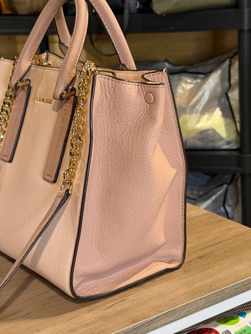 Michael Kors Two-Piece Set: Tri-Tone Leather Satchel & Large Wristlet Pouch